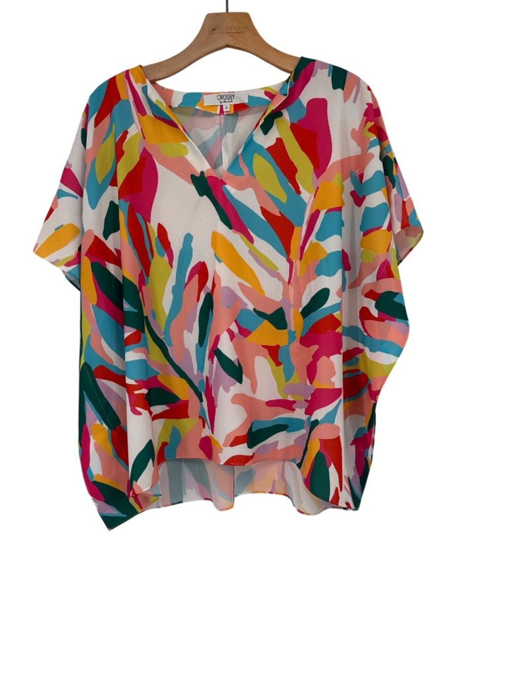 Crosby By Mollie Burch Womens Multicolor Abstract Print Top 100% Polyester Size